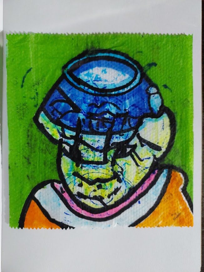 Napkin Drawing - Coloured markers on paper napkin by Ines Grimaux