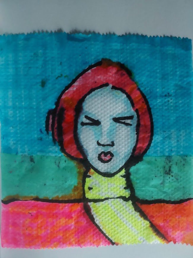 Napkin Drawing - Coloured markers on paper napkin by Ines Grimaux
